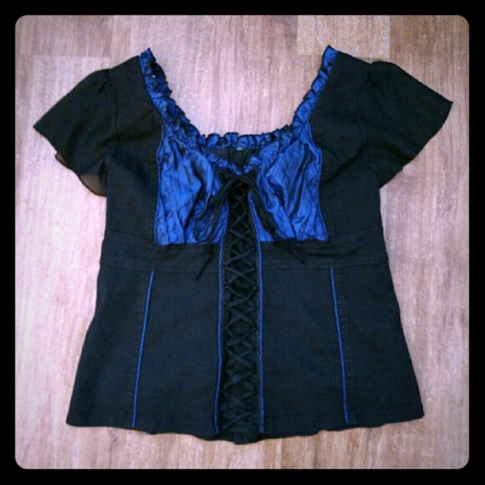 Tripp gothic emo corset top blue plus size